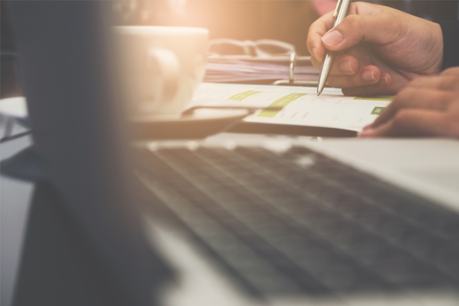 Close up of a professional working at their desk